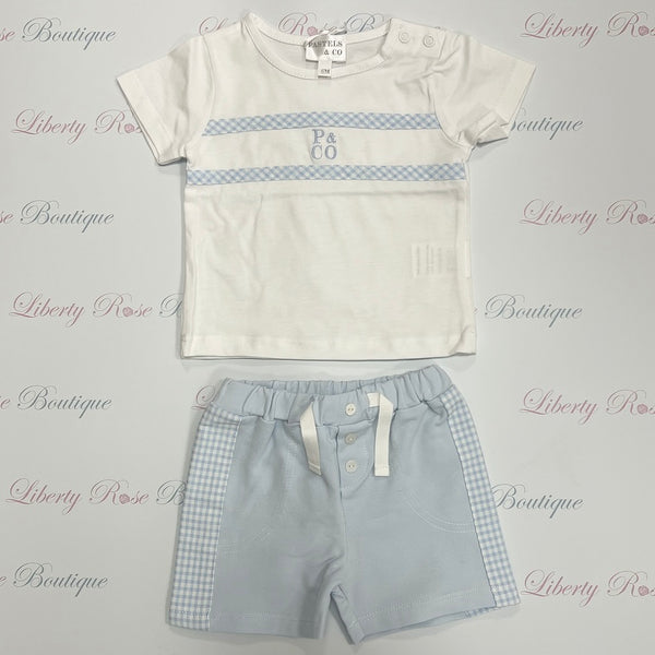 Pastels & Co Blue Check Shorts Set