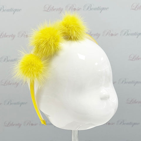 Bowtique London Pom HeadBand Yellow