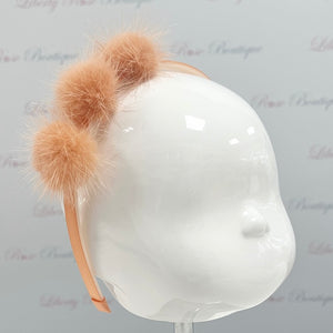 Bowtique London Pom HeadBand Peach