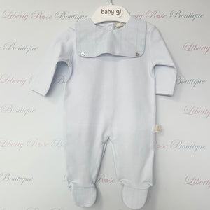 Baby Gi Cotton Check Bib Front Sleepsuit Blue