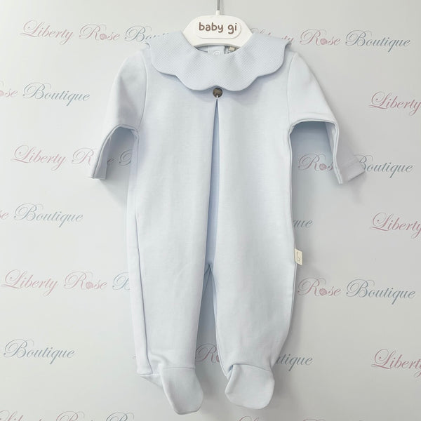 Baby Gi Cotton Scallop Collar Sleepsuit Blue