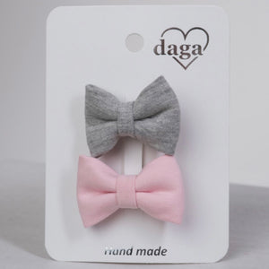Daga Bow Clips Pink/Grey