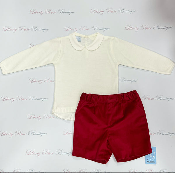 Granlei Velvet Shorts Set Red