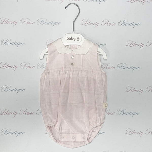 Baby Gi Cotton Check Romper Pink