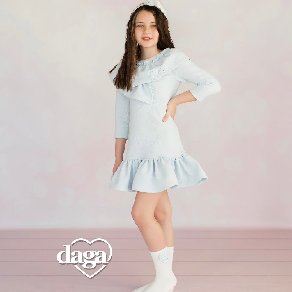 Daga Frill Drop Waist Dress Blue