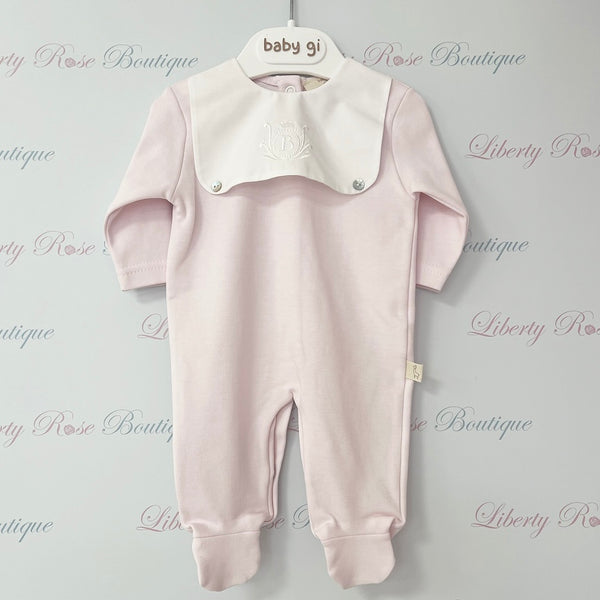 Baby Gi Cotton Bib Front Sleepsuit Pink