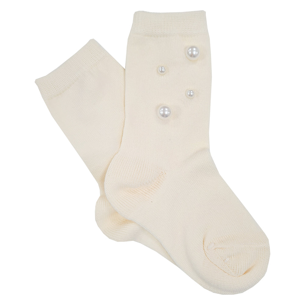 Meia Pata Pearl Knee High Socks Cream