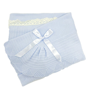 Mac Ilusion Knitted Lace Blanket Blue