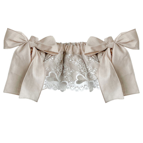 Phi Lace Bow Knickers Beige