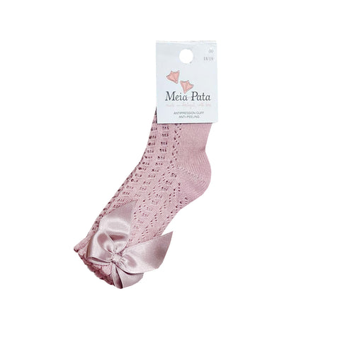 Meia Pata Long Bow Socks Dusky Pink