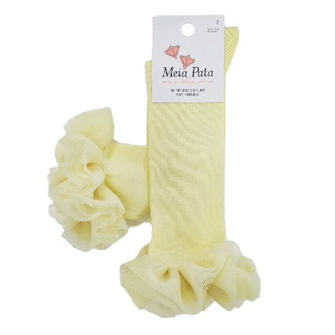 Meia Pata Long Tulle Socks Lemon