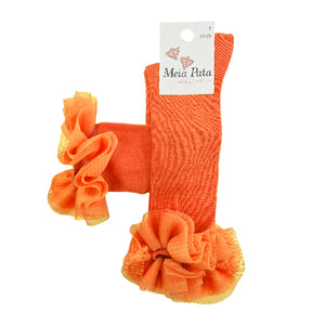 Meia Pata Long Tulle Socks Orange