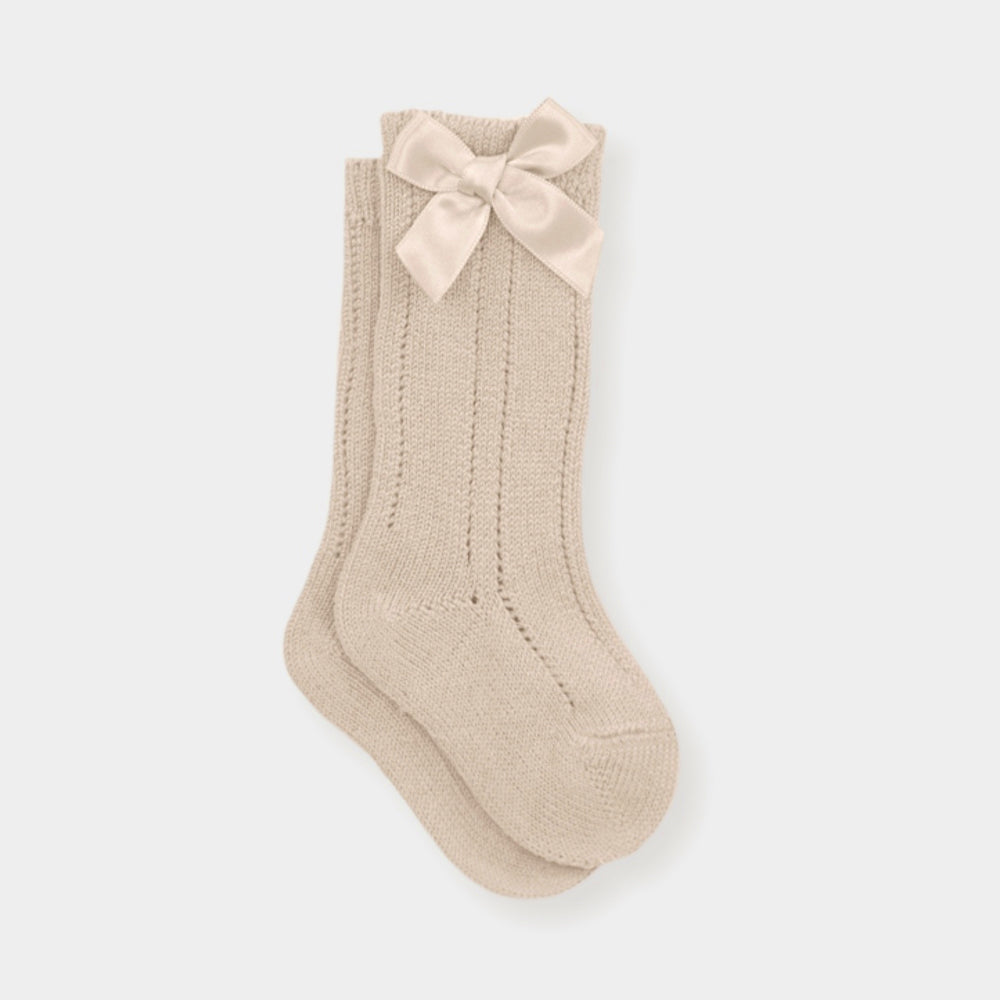 Mac Ilusion Bow Knee Socks Camel