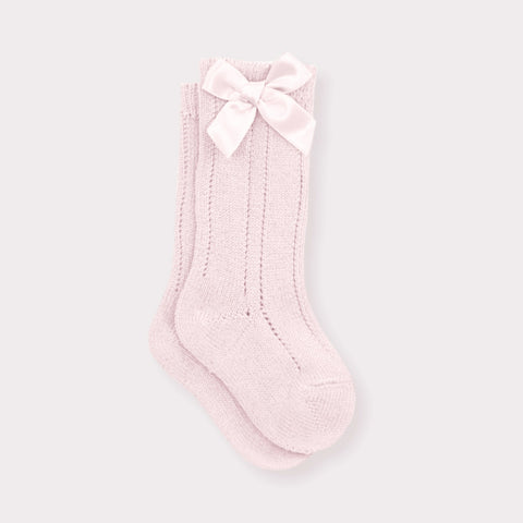 Mac Ilusion Bow Knee Socks Pink