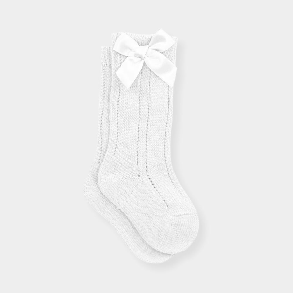 Mac Ilusion Bow Knee Socks White