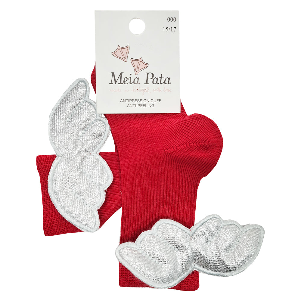 Meia Pata Long Angel Wings Socks Red