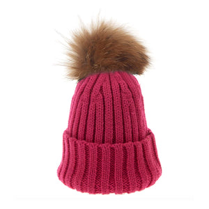 Bowtique London Neutral Pom Hat Fuchsia