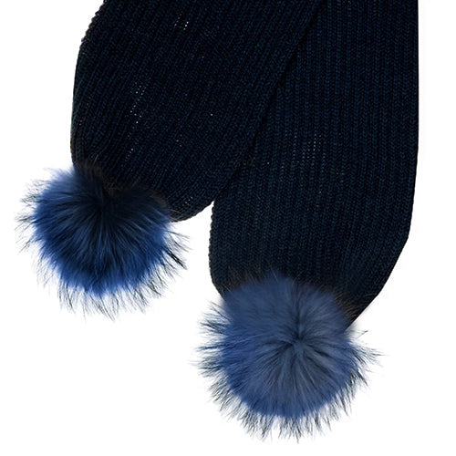 Bowtique London Matching Pom Scarf Navy