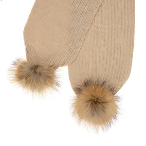 Bowtique London Neutral Pom Scarf Sand