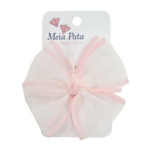 Meia Pata Organza Bow Clip Pink