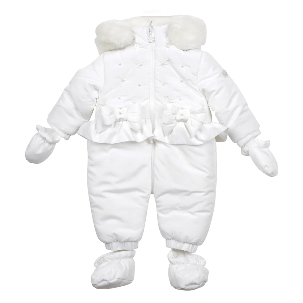 Mintini Flower Detail Snowsuit White