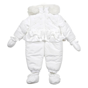 Mintini Flower Detail Snowsuit White