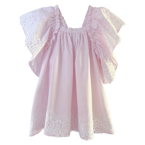 Phi Lace Bow Dress Pink