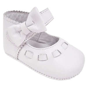 Pretty Originals Leather Bow Strap Soft Sole White