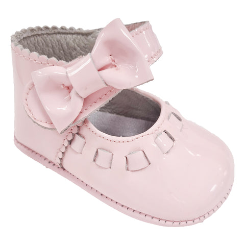 Pretty Originals Patent Leather Bow Strap Soft Sole Pink