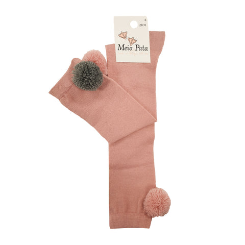 Meia Pata Pom Pom Socks Dusky Pink