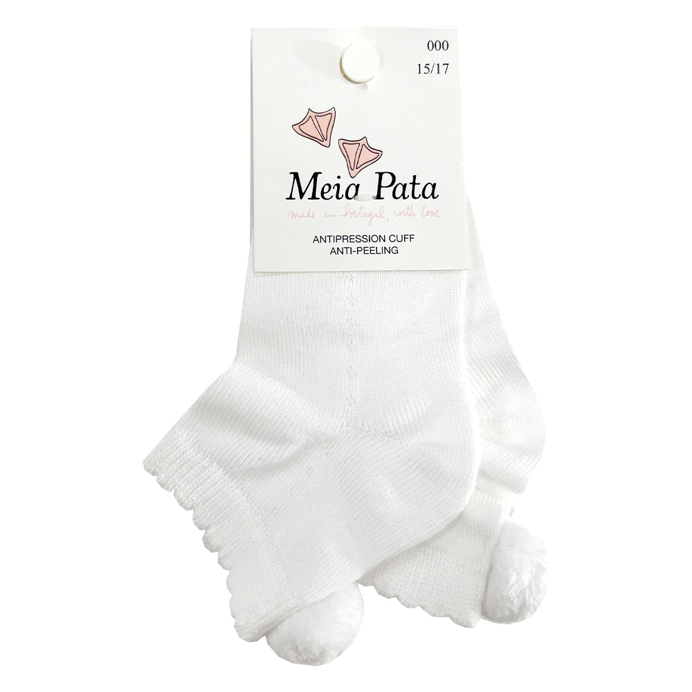 Meia Pata Ankle Pom Socks White