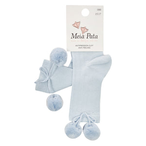 Meia Pata Long Pom Pom Socks Blue