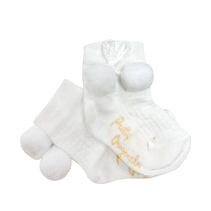 Pretty Originals Pom Pom Ankle Socks White