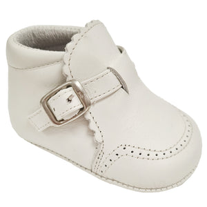 Pretty Original Leather Scollop Edge Boot Soft Sole Cream