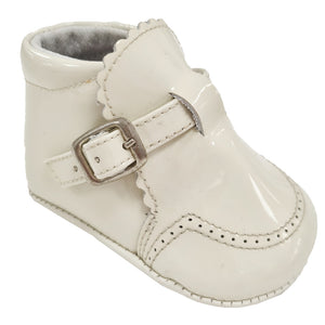 Pretty Original Patent Leather Scollop Edge Boot Soft Sole Cream