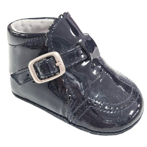 Pretty Original Patent Leather Scollop Edge Boot Soft Sole Navy