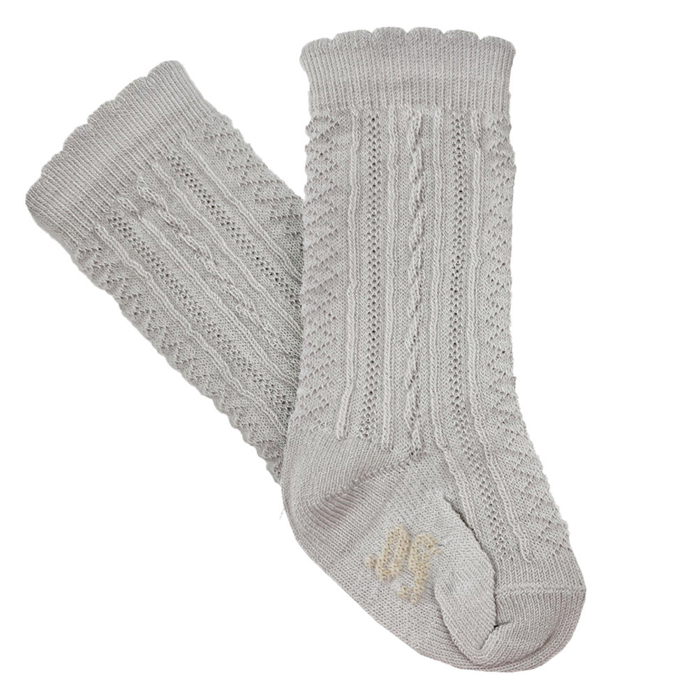 Pretty Originals Ribbed Knee High Socks Pale Grey