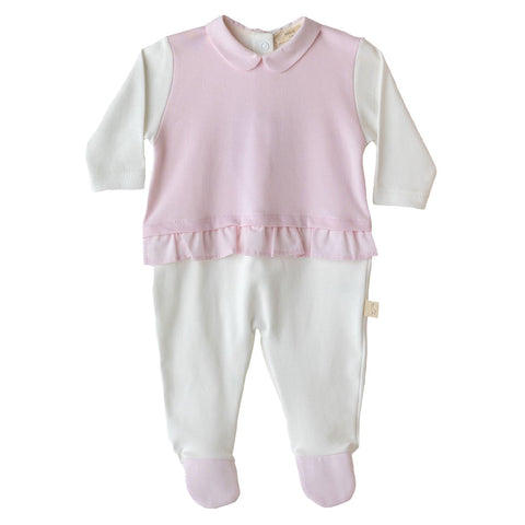 Baby Gi Cotton Collar Sleepsuit Pink/White