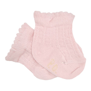 Pretty Originals Ribbed Scallop Ankle Socks Pink