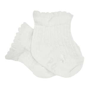 Pretty Originals Ribbed Scallop Ankle Socks White