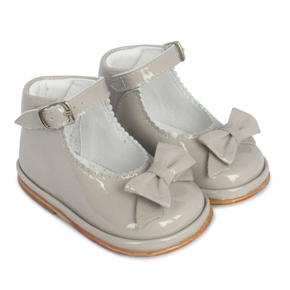 Borboleta Ruby Patent Grey Bow Shoes