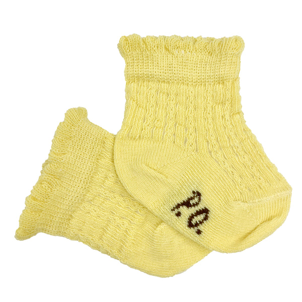 Pretty Originals Ribbed Scallop Ankle Socks Yellow