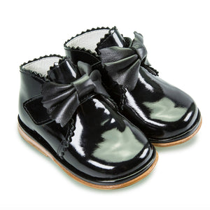 Borboleta Sharon Patent Leather Bow Boots Black