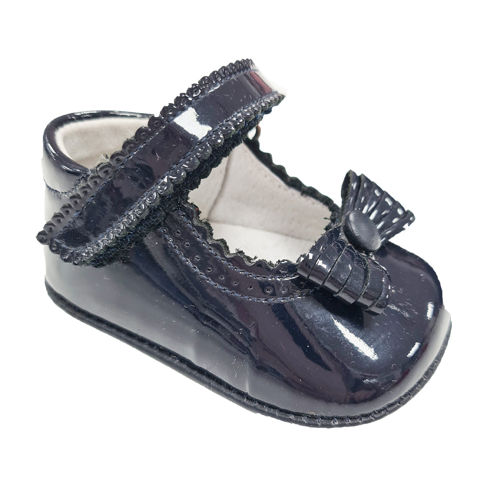 Pretty Originals Patent Leather Bow Soft Sole Navy