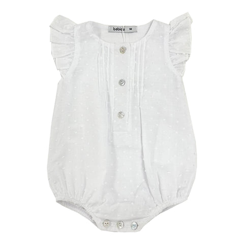 Babidu Spot Frill Romper White