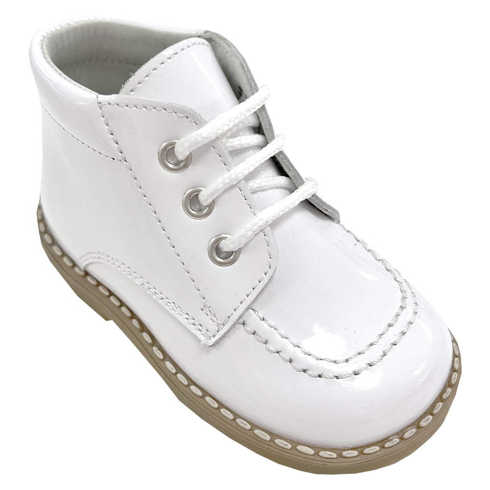 Andanines Stitch Patent Leather Boot White