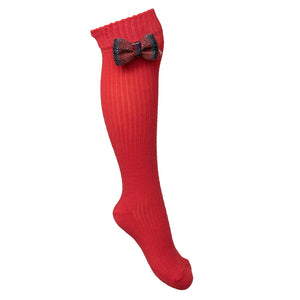 Daga Tartan Bow Socks Red