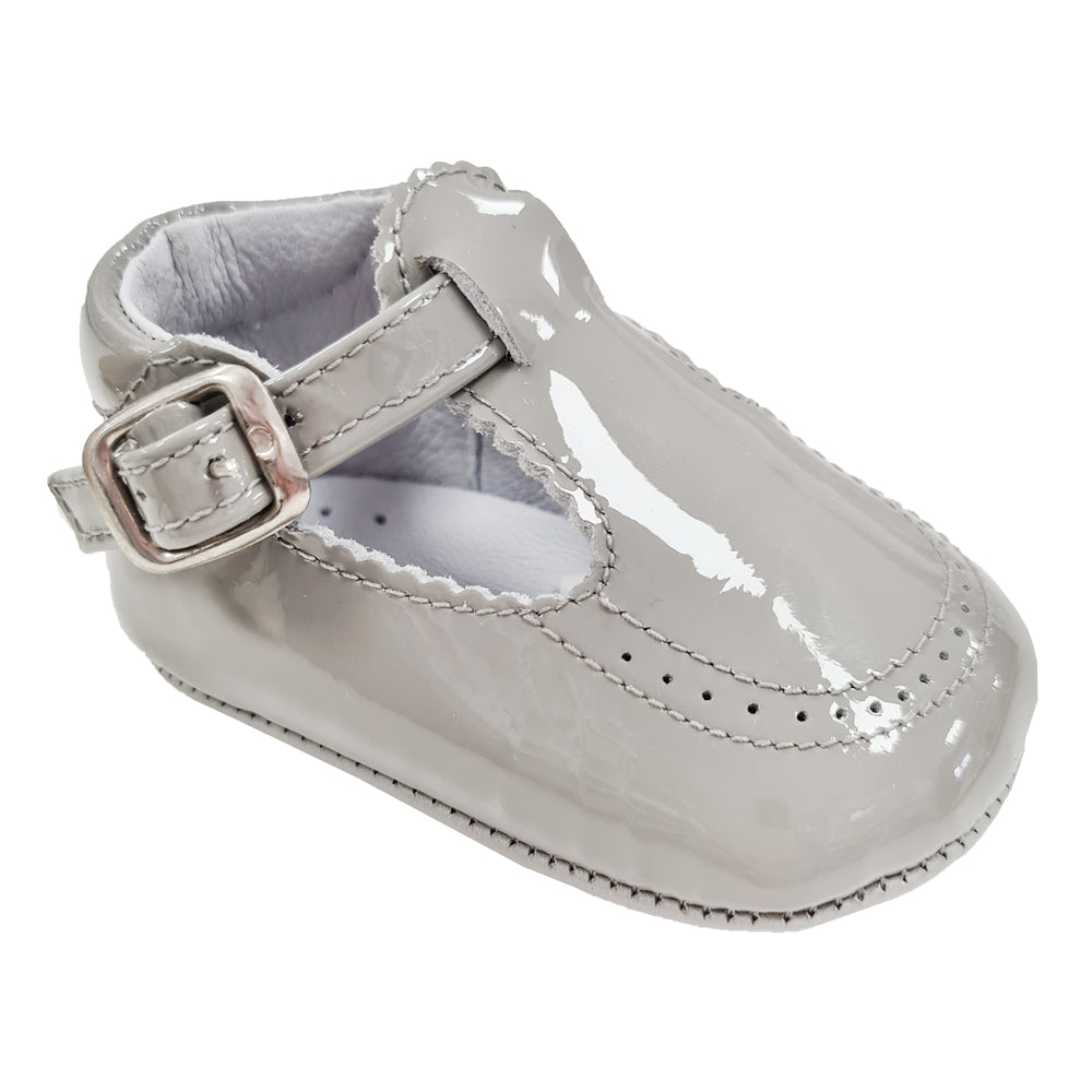 Pretty Original Patent Leather T-bar Soft Sole Grey