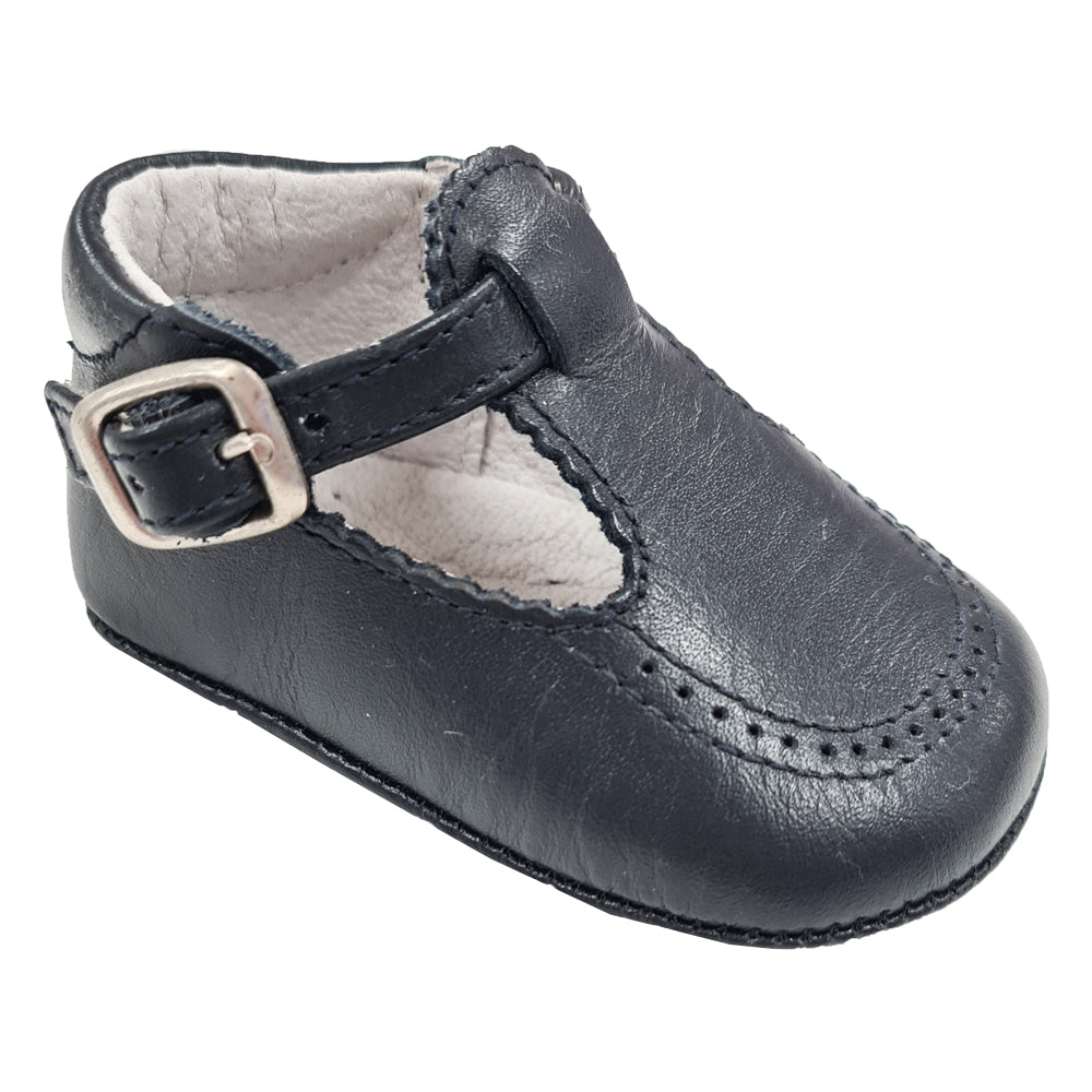 Pretty Originals Leather T-bar Soft Sole Navy