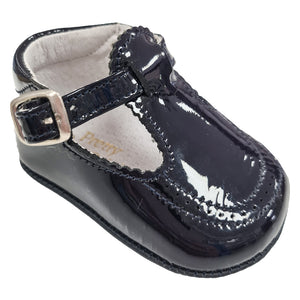 Pretty Originals Patent Leather T-bar Soft Sole Navy